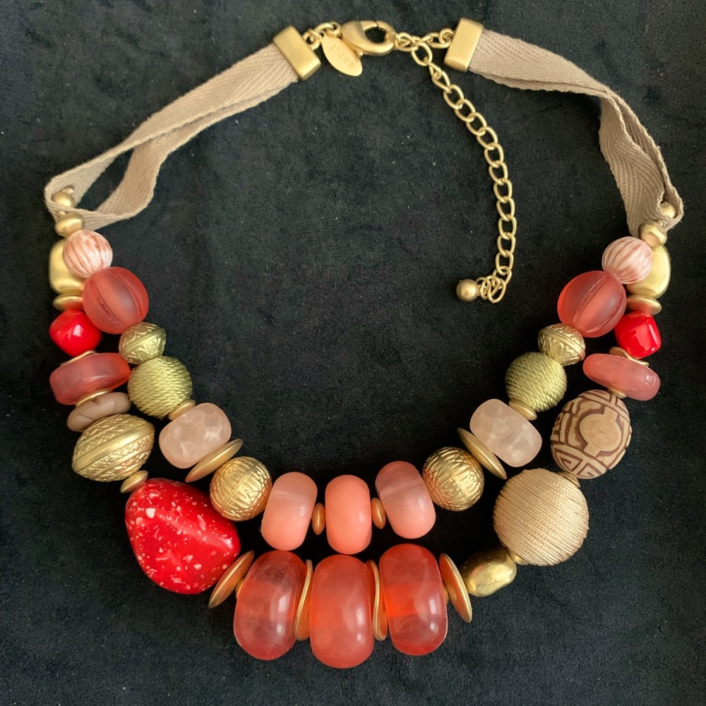 Chico’s 2 Strand Pink & Gold Necklace